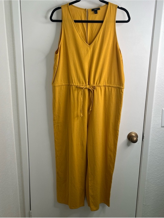 DREW Pants - DREW by Anthropology Linen Minimalist Jumpsuit Pockets Drawstring Lrg Mustard